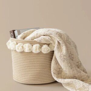 BNWT - Jilly Box x Twig & Tassel: Taupe Pom Basket - Large